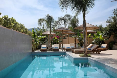 Property building, Living room, Swimming pool