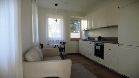 Kitchen or kitchenette, Living room, Seating area, Dining area, oven, pet friendly, stove