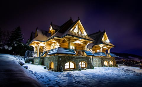 Property building, Night, Winter