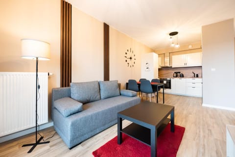 Kitchen or kitchenette, Living room, Seating area, Dining area