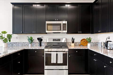 Kitchen or kitchenette, dishwasher, stove