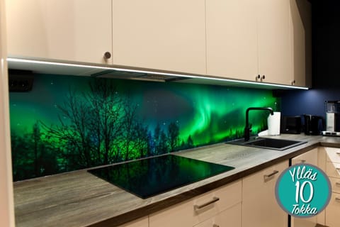 Kitchen or kitchenette, stove