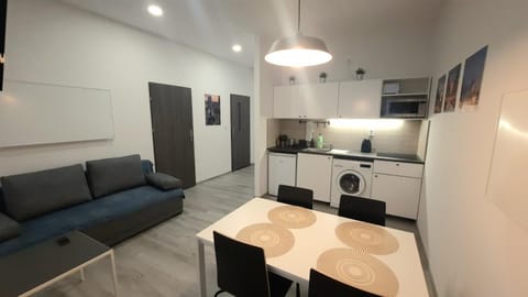 Kitchen or kitchenette, Living room, Seating area, Dining area, stove, washing machine
