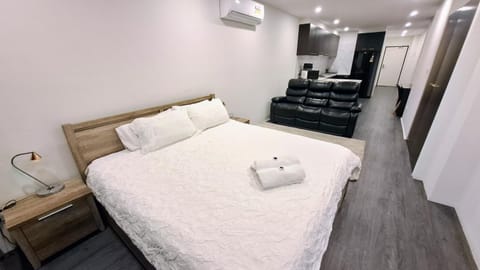 Bed, Photo of the whole room, Seating area, air conditioner