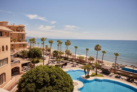 Property building, Natural landscape, Beach, Pool view, Sea view, Swimming pool, Location