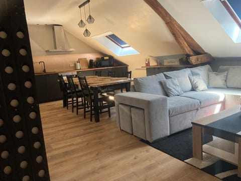 Kitchen or kitchenette, Living room, Seating area, Dining area, pet friendly, stove