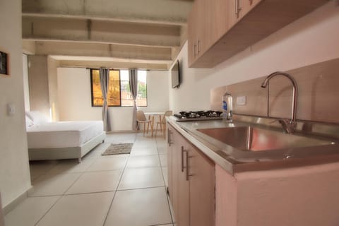 Photo of the whole room, kitchen