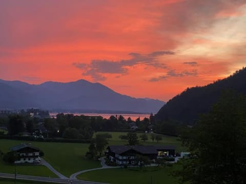 Natural landscape, Lake view, Mountain view, Sunset