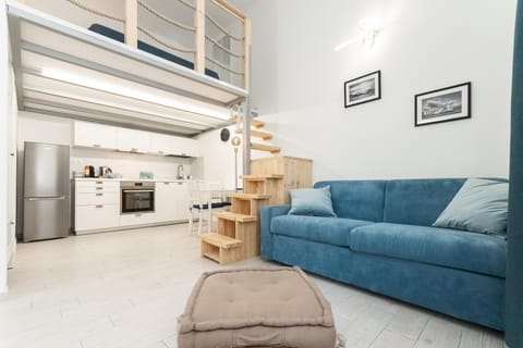 Bed, kitchen