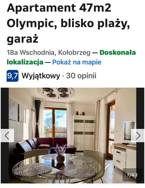 Apartament 47m2 Olympic, blisko plaży, garaż Apartment in West Pomeranian Voivodeship, Poland