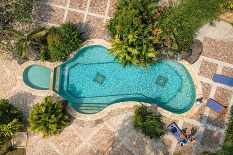 Day, Natural landscape, Bird's eye view, Garden, Garden view, Pool view, Swimming pool, sunbed