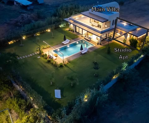 Property building, Night, Garden, Garden view, Pool view, Swimming pool