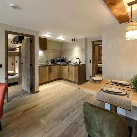 Kitchen or kitchenette, stove, kitchen