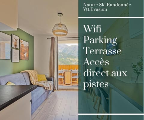 Studio de charme avec vue sur le Val d'Allos, parking et Wifi gratuit Apartment in Allos