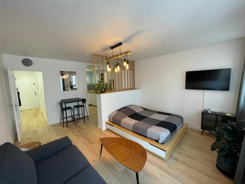Bed, TV and multimedia, Living room, Bedroom