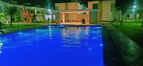 Night, Pool view, Swimming pool