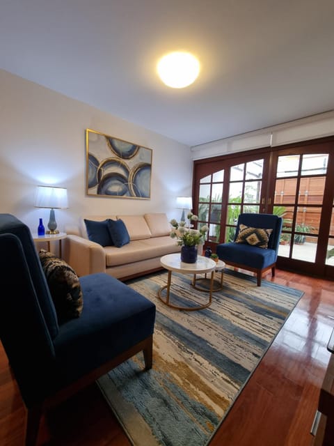 Living room, Seating area, Garden view