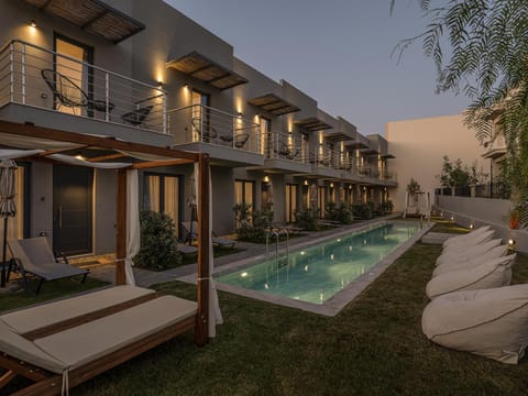 Property building, Night, Swimming pool