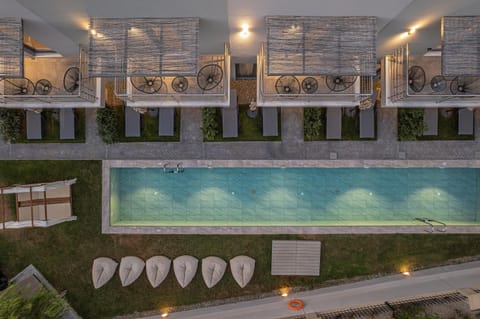 Property building, Night, Swimming pool