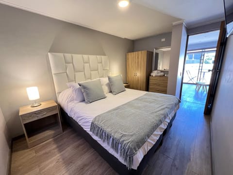 Bed, wardrobe