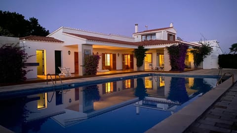 Property building, Night, Swimming pool