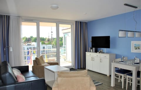 Apartment 29 "Heimathafen 29", Apartmenthaus Hafenspitze, Blickrichtung InnenstadtBinnenhafen Apartment in Eckernförde