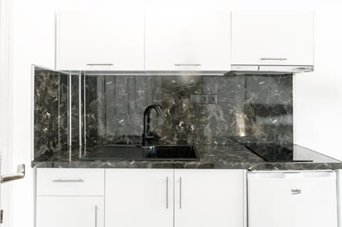 Kitchen or kitchenette, stove