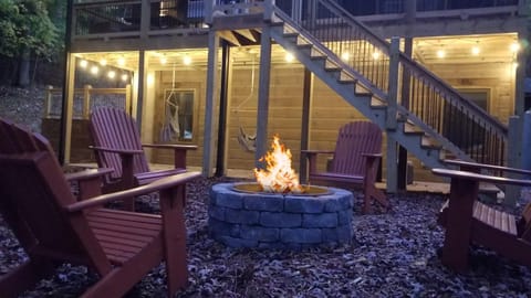 Patio, Night, Seating area