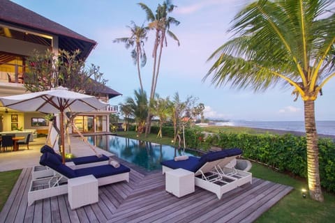 Patio, Garden, Seating area, Pool view, sunbed