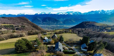 Property building, Natural landscape, Bird's eye view, Mountain view