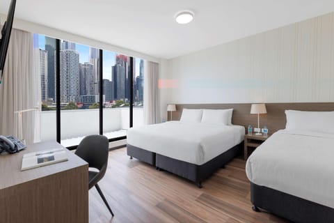 Bed, Bedroom, City view