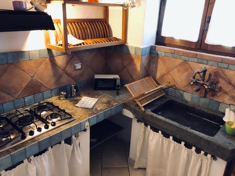 Kitchen or kitchenette, stove