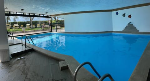 Swimming pool, sunbed