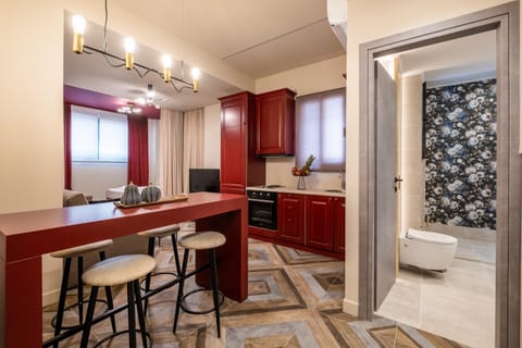 Kitchen or kitchenette, oven