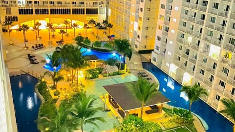 Night, Pool view, Swimming pool