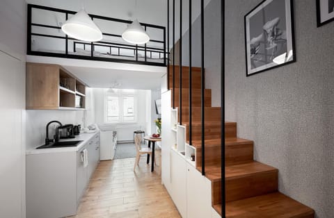 Bed, Kitchen or kitchenette, Living room, Photo of the whole room, minibar, stove
