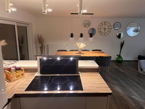 Kitchen or kitchenette, stove