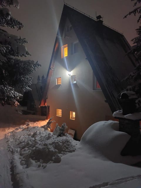 Property building, Night, Winter