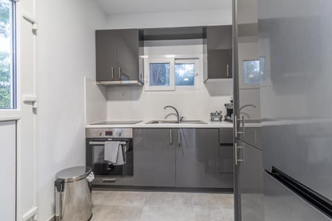 Kitchen or kitchenette, stove