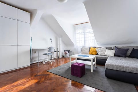 Bed, Living room, Seating area