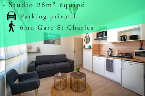 Appartement tout équipé avec parking à 6min à pied de la gare st charles Apartment in Marseille