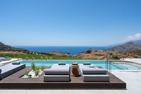 Day, Natural landscape, View (from property/room), Mountain view, Pool view, Sea view, Swimming pool, sunbed