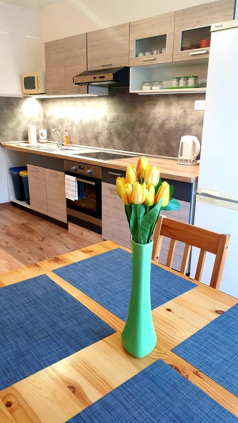 Kitchen or kitchenette, Dining area, minibar, pet friendly, stove, kitchen