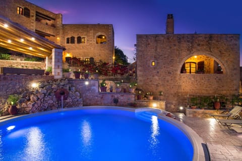 Property building, Night, Pool view, Swimming pool