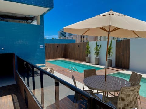 Patio, Pool view, Swimming pool, sunbed