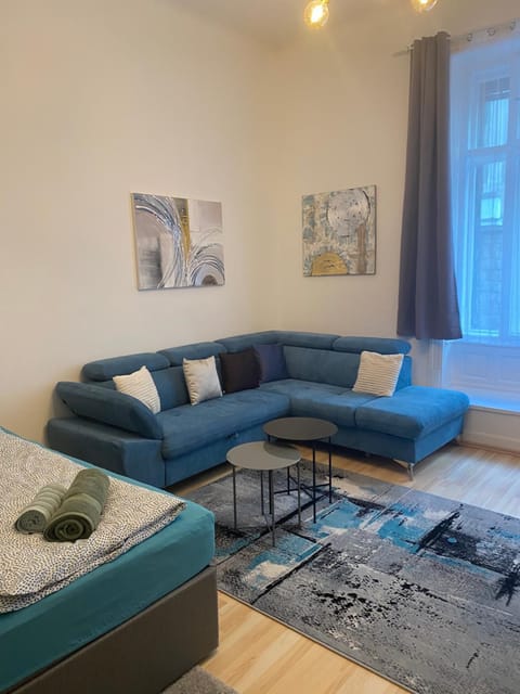 Bed, Living room, Seating area