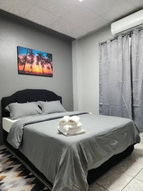 Bed, Bedroom, furniture, towels, air conditioner