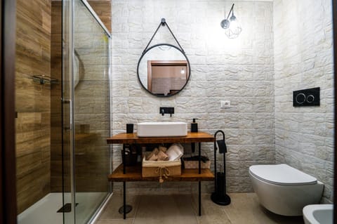 Shower, Toilet, Bathroom, bidet, hair dryier, towels