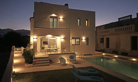 Property building, Night, Swimming pool