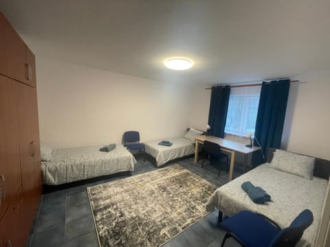 Bed, Photo of the whole room, Bedroom, hair dresser, towels